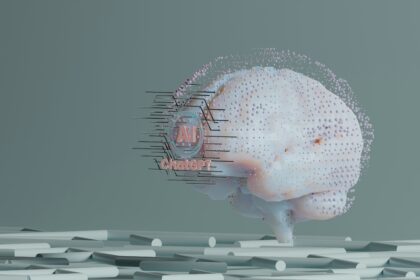 Image d'un cerveau artificiel avec "ChatGPT" écrit en avant.