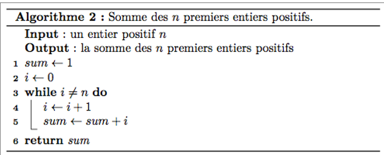 image présente un algorithme en pseudo‑code